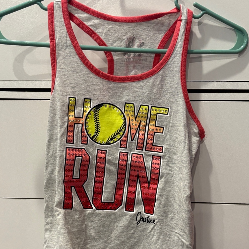 Justice Gray and Red Tank with Home Run Graphic